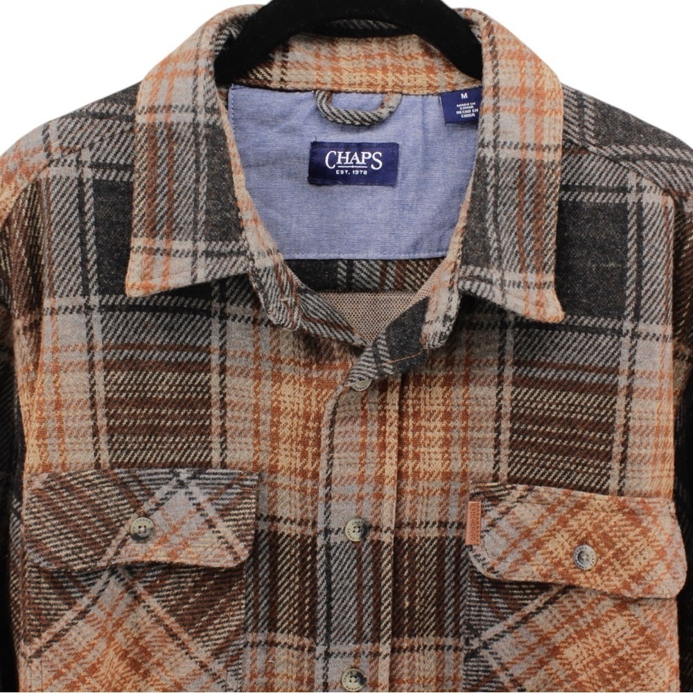 Chaps Plaid Buttonup Comfort Outdoors Camping‎ Lumberjack Flannel Men's Size M - Picture 3 of 8